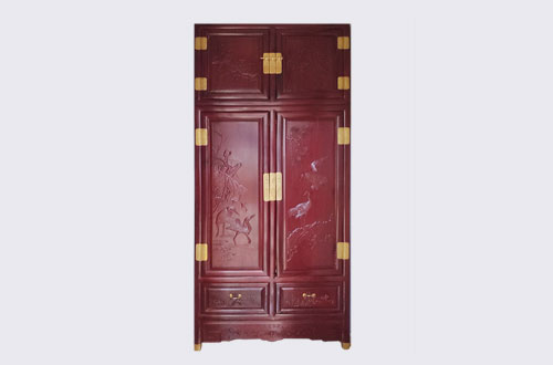 丛台高端中式家居装修深红色纯实木衣柜